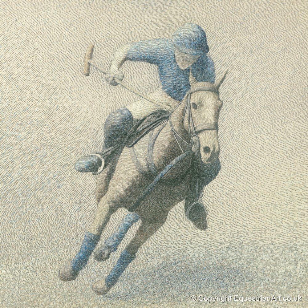 The Slate Blue Chukka - polo horse art print and canvas by Arthur Sterling A.I