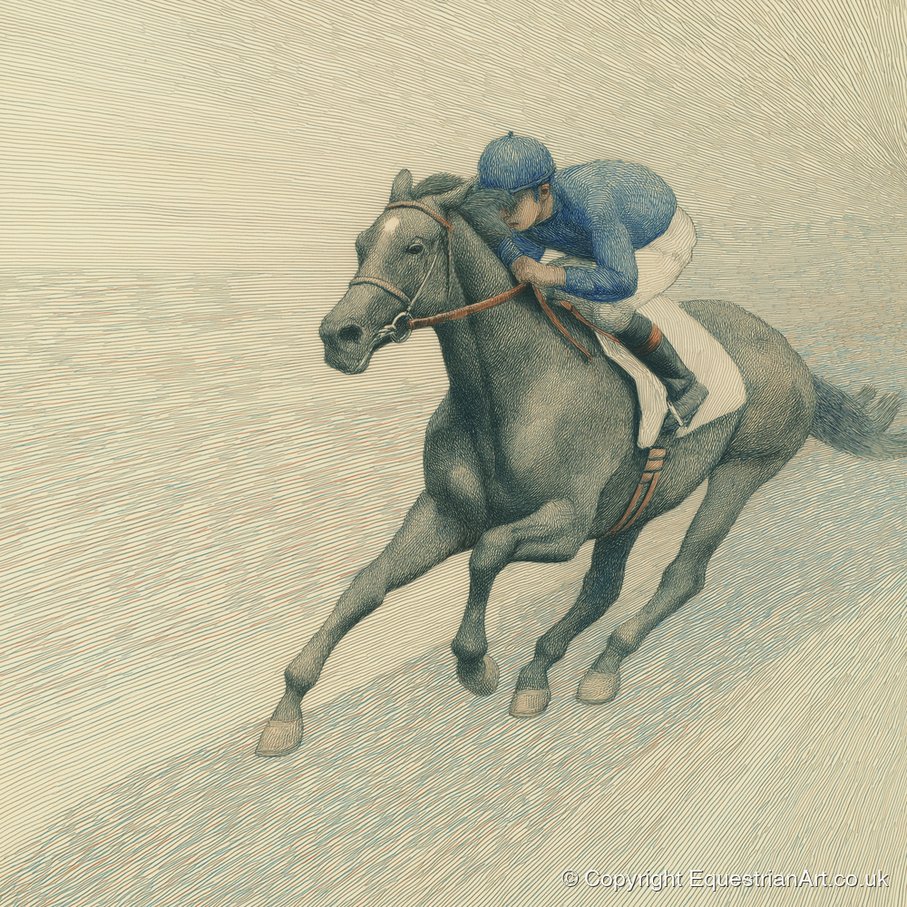 The Slate Grey Gallop - racing horse art print and canvas by Arthur Sterling A.I