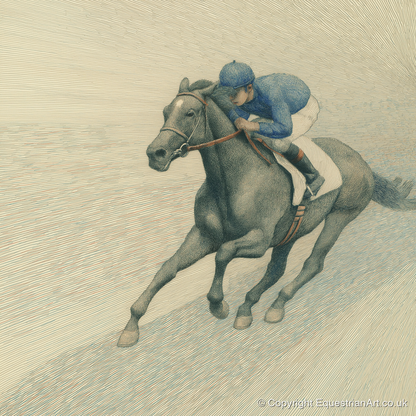 The Slate Grey Gallop - racing horse art print and canvas by Arthur Sterling A.I