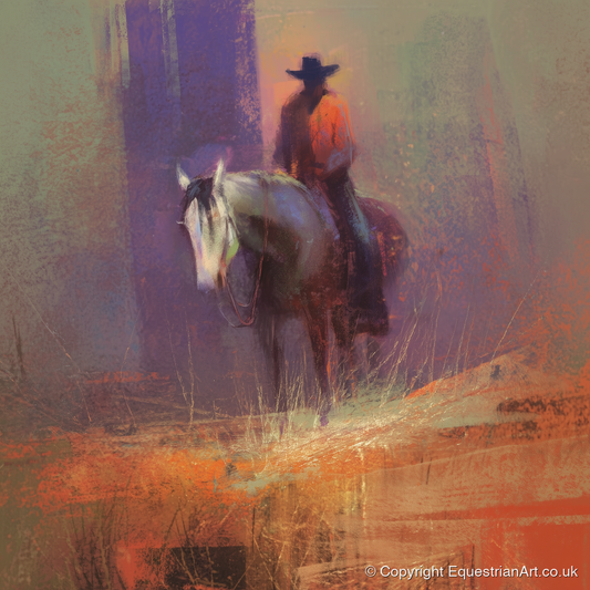 The Solitary Rider - western horse art print and canvas by Rupert Kingsley A.I