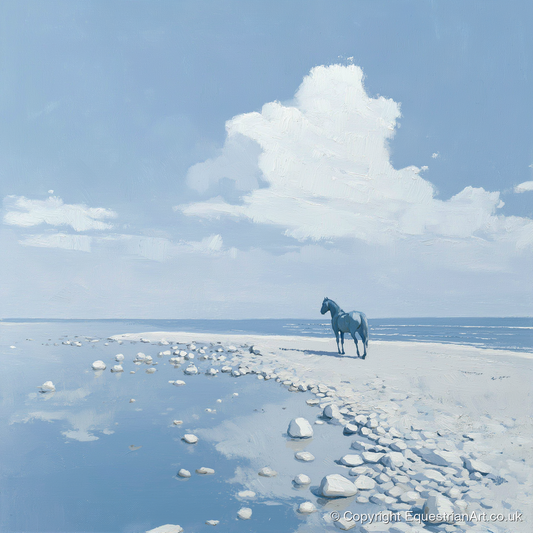 The Solitary Shore - horse landscape art print and canvas by Oscar Pendleton A.I
