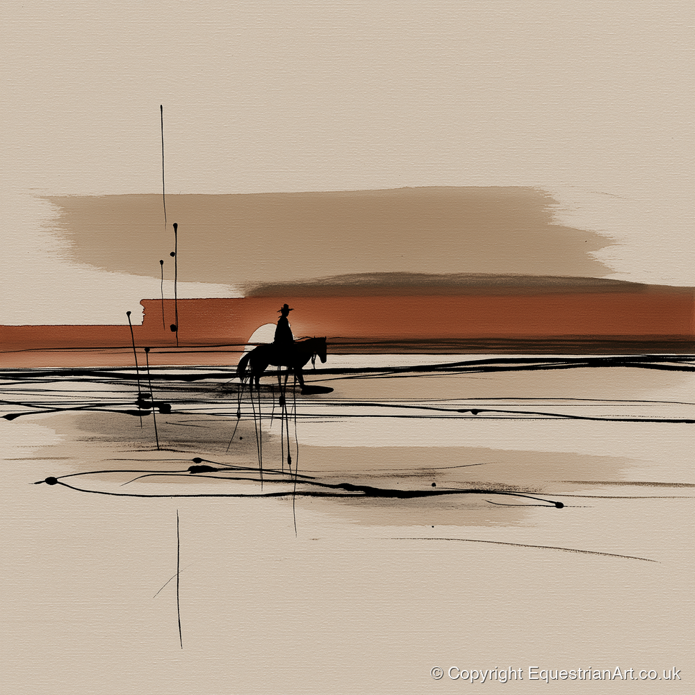 The Solitary Trail - western horse art print and canvas by Julian Vance A.I