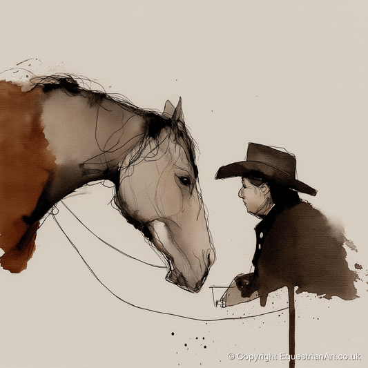 The Stockman's Bond - western horse art print and canvas by Julian Vance A.I