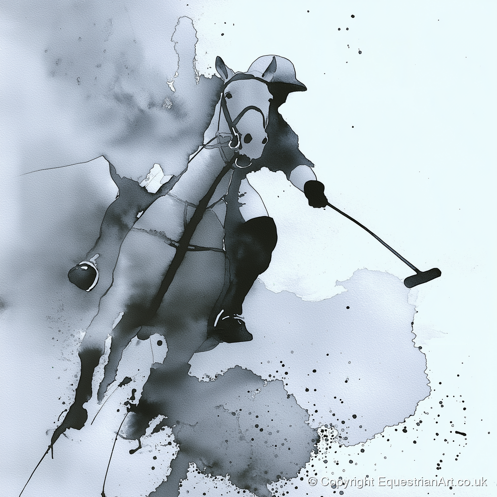 The Striker's Charge - polo horse art print and canvas by Adrian Frost A.I