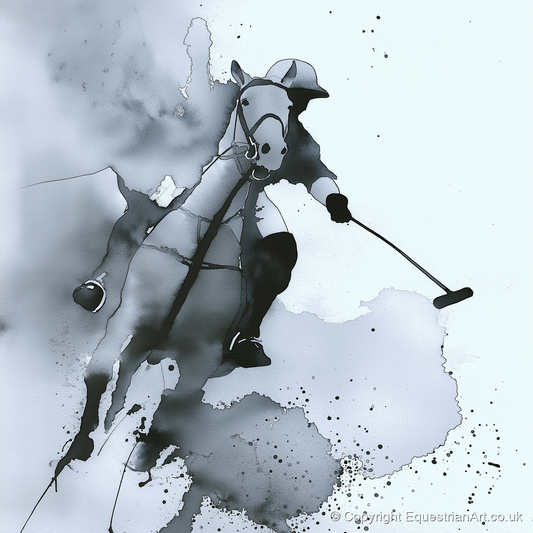 The Striker's Charge - polo horse art print and canvas by Adrian Frost A.I