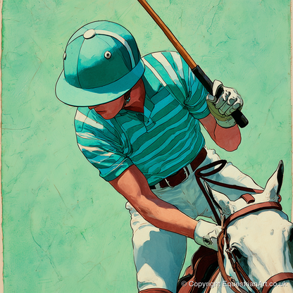 The Striker's Focus - polo horse art print and canvas by Declan Foley A.I