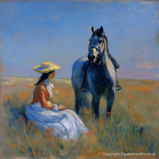 The Summer Hack - horse & rider art print and canvas by Gabriel Hayes A.I