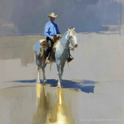 The Sunlit Rider - western horse art print and canvas by Elias Thorne A.I