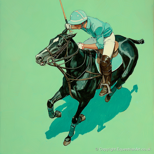 The Teal Chukka - polo horse art print and canvas by Declan Foley A.I