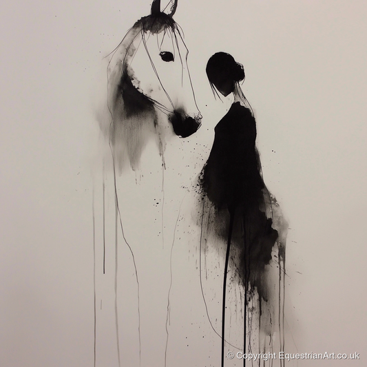 The Unspoken Bond - horse & rider art print and canvas by Alexander Blackwood A.I