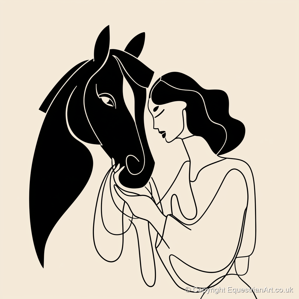 The Unspoken Bond - horse & rider art print and canvas by Felix Chambers A.I