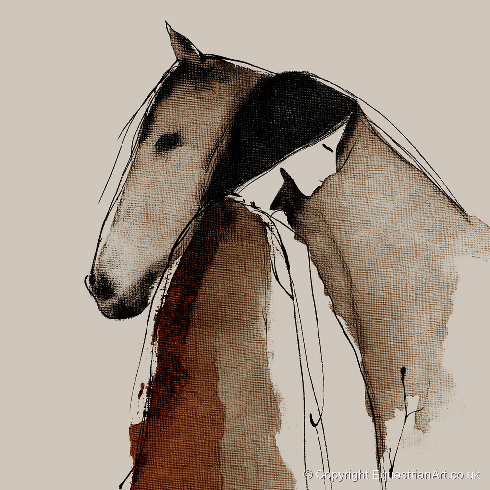 The Unspoken Bond - horse & rider art print and canvas by Julian Vance A.I