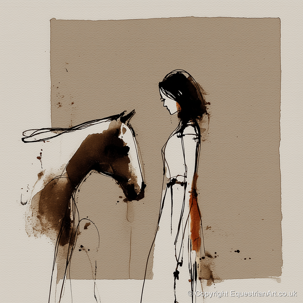 The Unspoken Bond - horse & rider art print and canvas by Julian Vance A.I