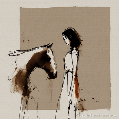 The Unspoken Bond - horse & rider art print and canvas by Julian Vance A.I