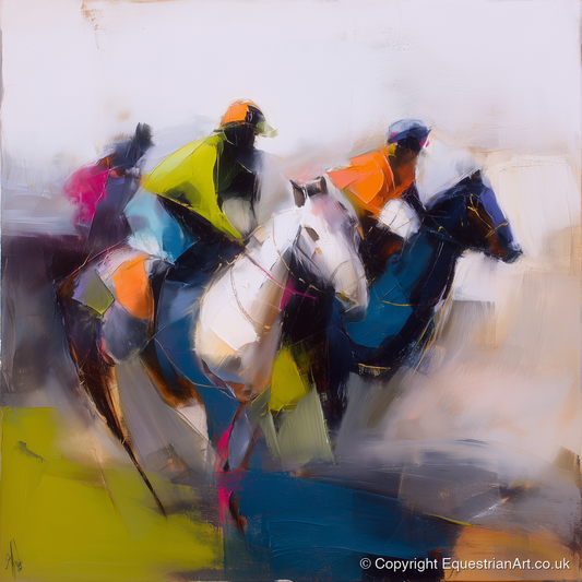 The Vibrant Chase - racing horse art print and canvas by Warren Yates A.I