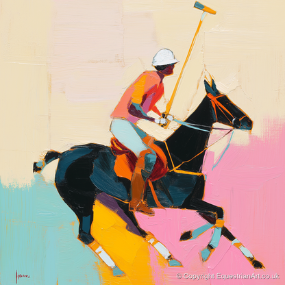 The Vibrant Chukka - polo horse art print and canvas by Genevieve Moore A.I
