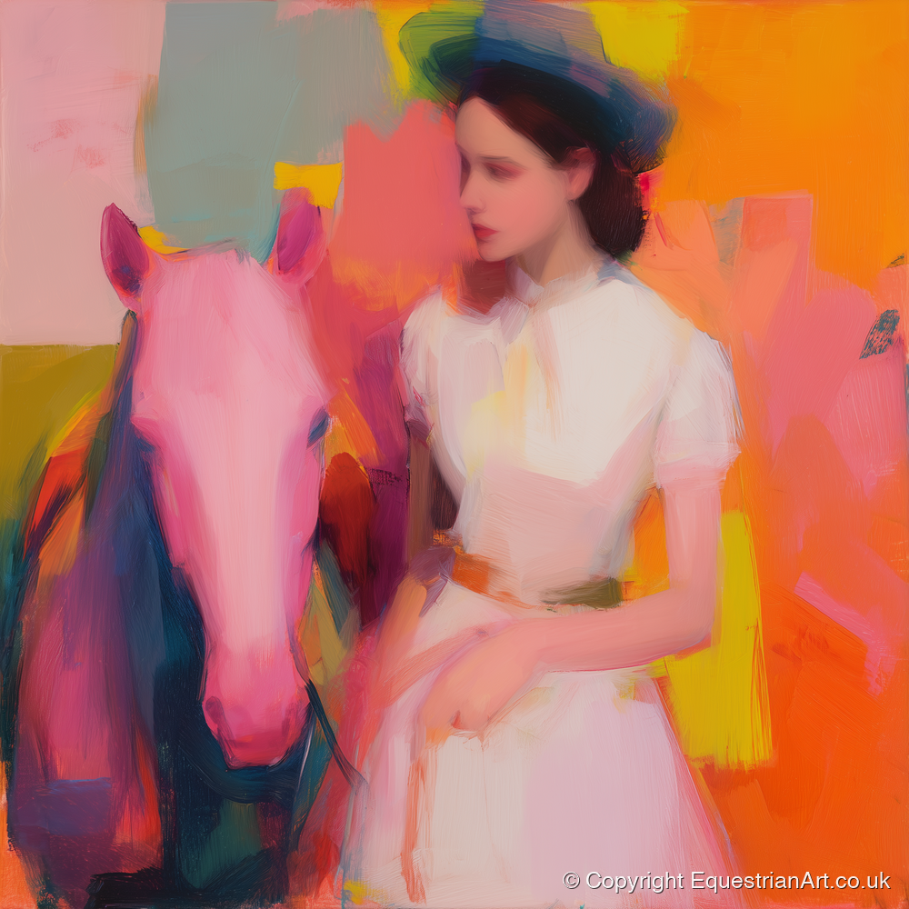 The Vibrant Companion - horse & rider art print and canvas by Rosalind Pierce A.I