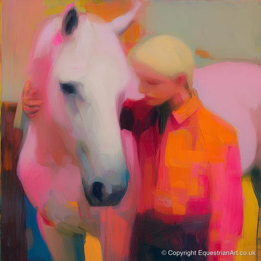 The Vibrant Connection - horse & rider art print and canvas by Rosalind Pierce A.I