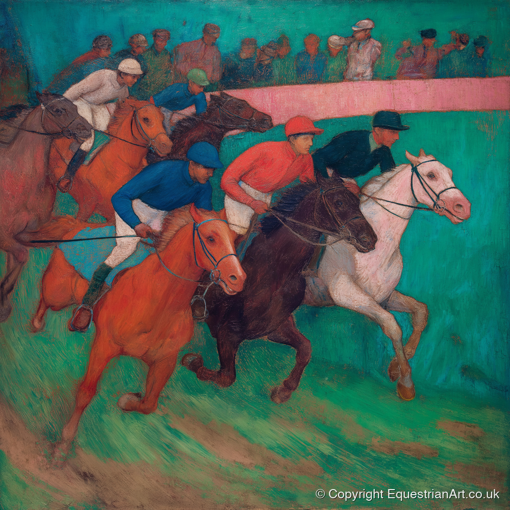 The Vibrant Furlong - racing horse art print and canvas by Lawrence Gable A.I