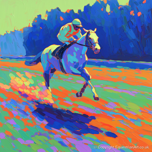 The Vibrant Gallop - racing horse art print and canvas by Jonathan Crawford A.I