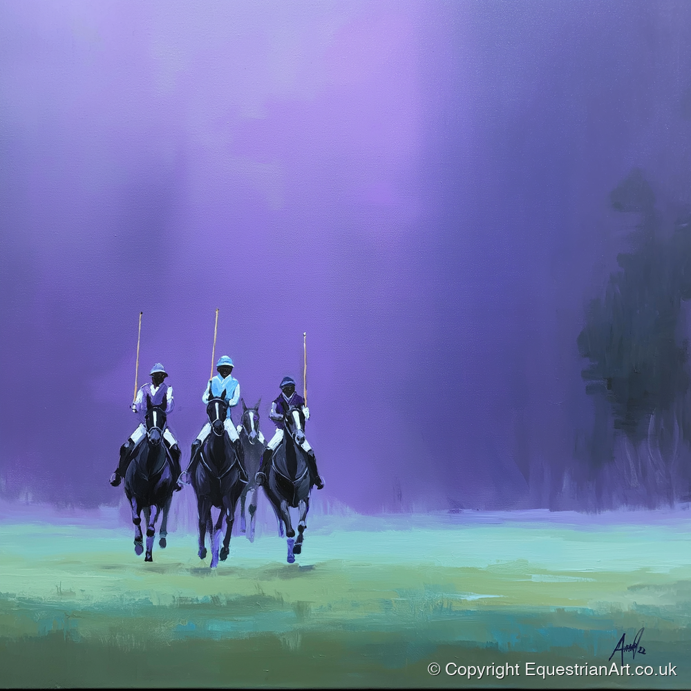 The Violet Charge - polo horse art print and canvas by Wesley Stanton A.I