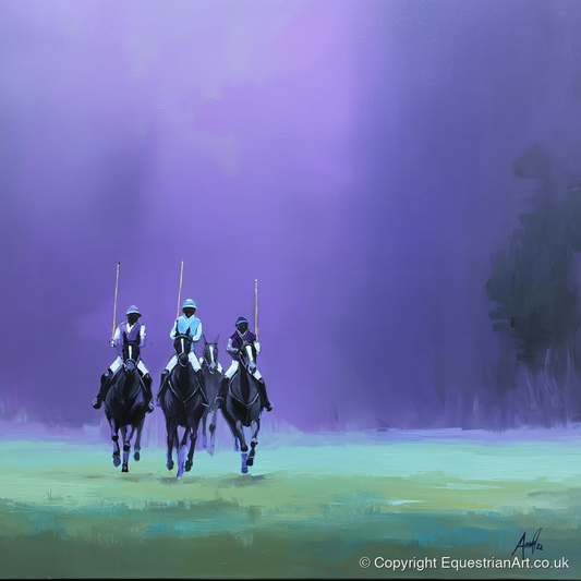 The Violet Charge - polo horse art print and canvas by Wesley Stanton A.I