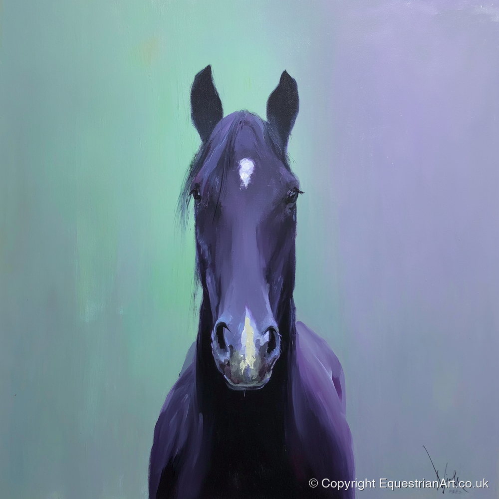 The Violet Gaze - horse portrait art print and canvas by Wesley Stanton A.I