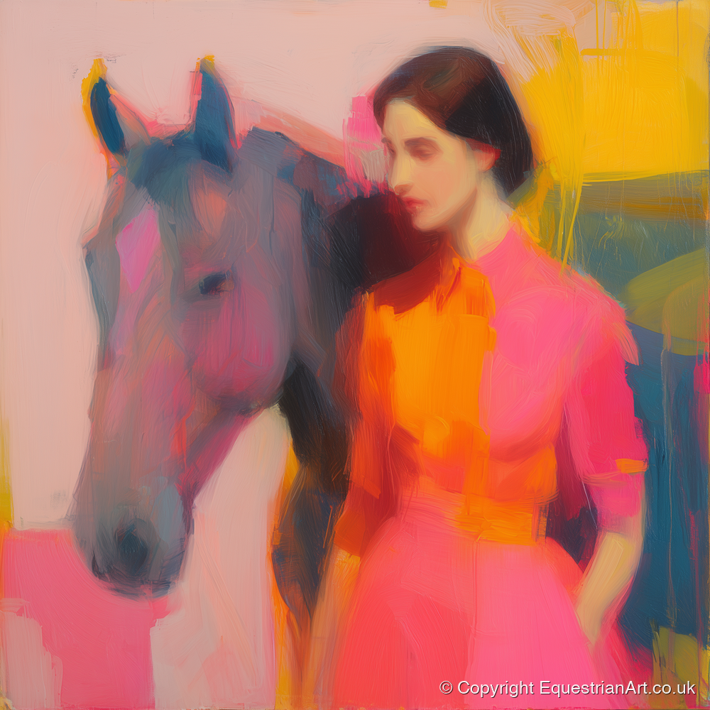 The Vivid Connection - horse & rider art print and canvas by Rosalind Pierce A.I