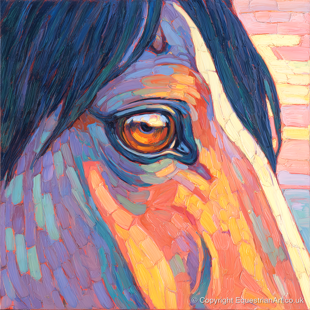 The Vivid Gaze - horse portrait art print and canvas by Celia Harding A.I