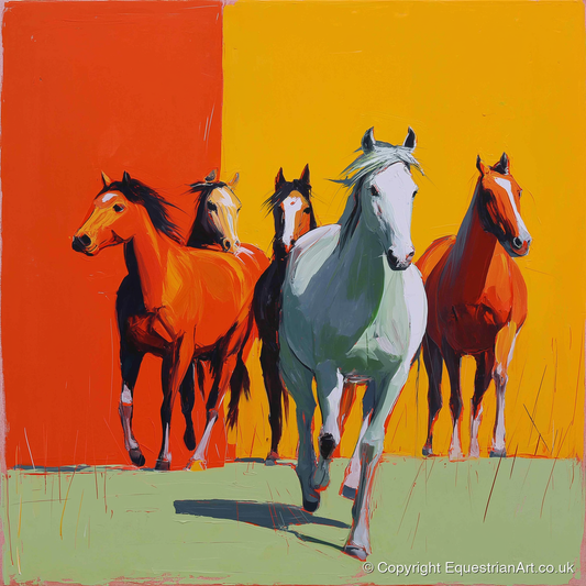 The Vivid Herd - wild horses art print and canvas by Victor Beaumont A.I