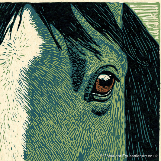 The Watchful Gaze - horse portrait art print and canvas by Hector Sullivan A.I
