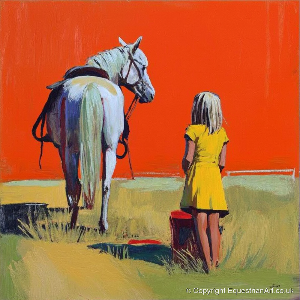 The Yellow Dress - horse & rider art print and canvas by Victor Beaumont A.I