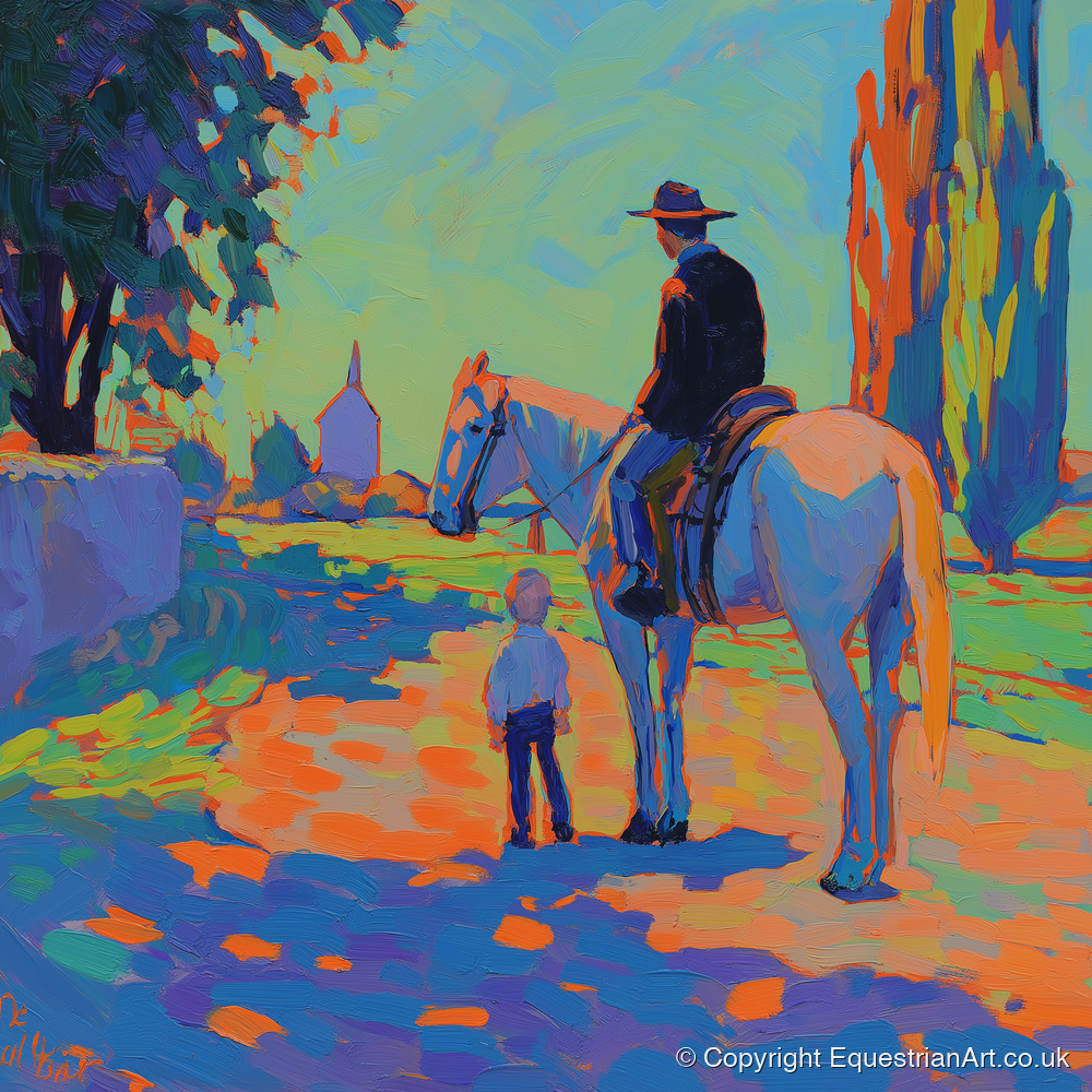 The Young Admirer - horse & rider art print and canvas by Jonathan Crawford A.I