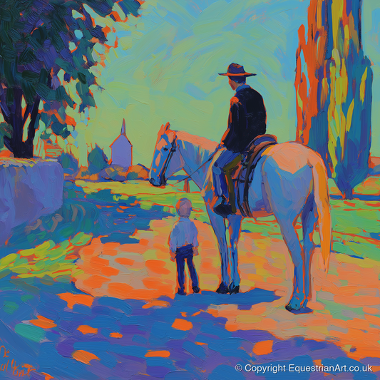 The Young Admirer - horse & rider art print and canvas by Jonathan Crawford A.I