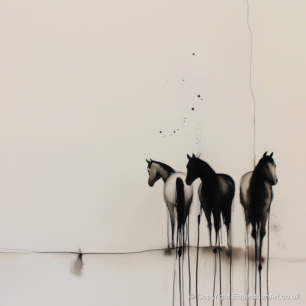 Three Silent Silhouettes - horse landscape art print and canvas by Alexander Blackwood A.I