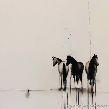 Three Silent Silhouettes - horse landscape art print and canvas by Alexander Blackwood A.I