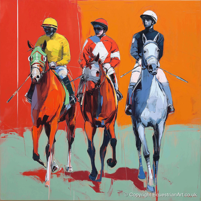 Three to the Post - racing horse art print and canvas by Victor Beaumont A.I