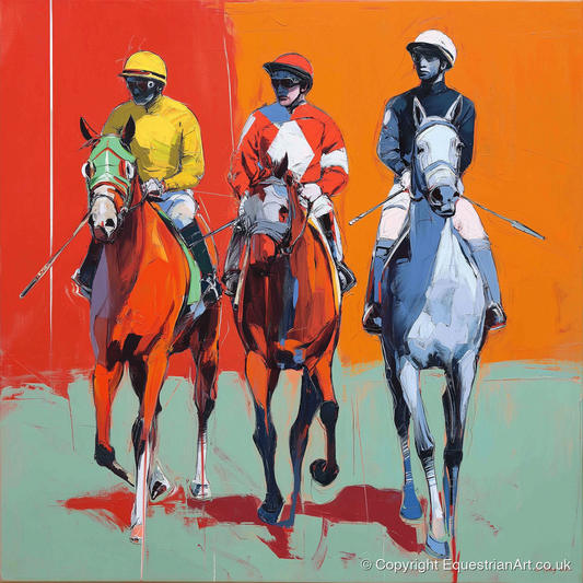 Three to the Post - racing horse art print and canvas by Victor Beaumont A.I
