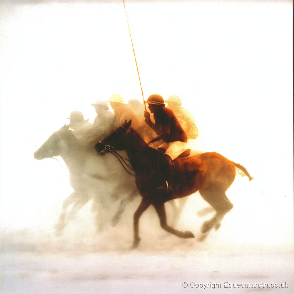 Through the Golden Haze - polo horse art print and canvas by George Weston A.I
