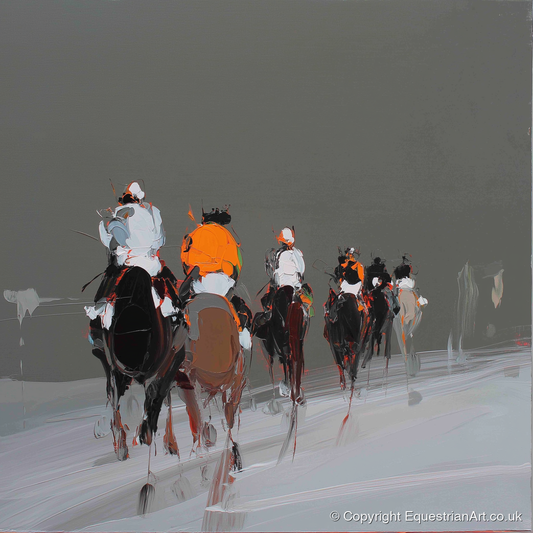 Through the Grey - racing horse art print and canvas by Cedric Barrett A.I