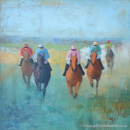 Through the Mist - racing horse art print and canvas by Benedict Croft A.I