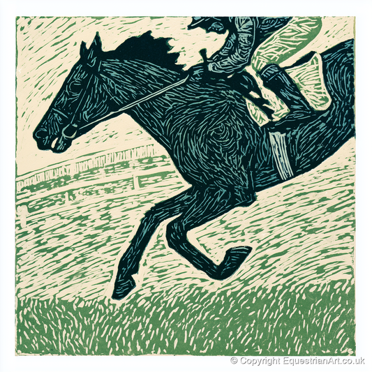 Thunder on the Turf - racing horse art print and canvas by Hector Sullivan A.I