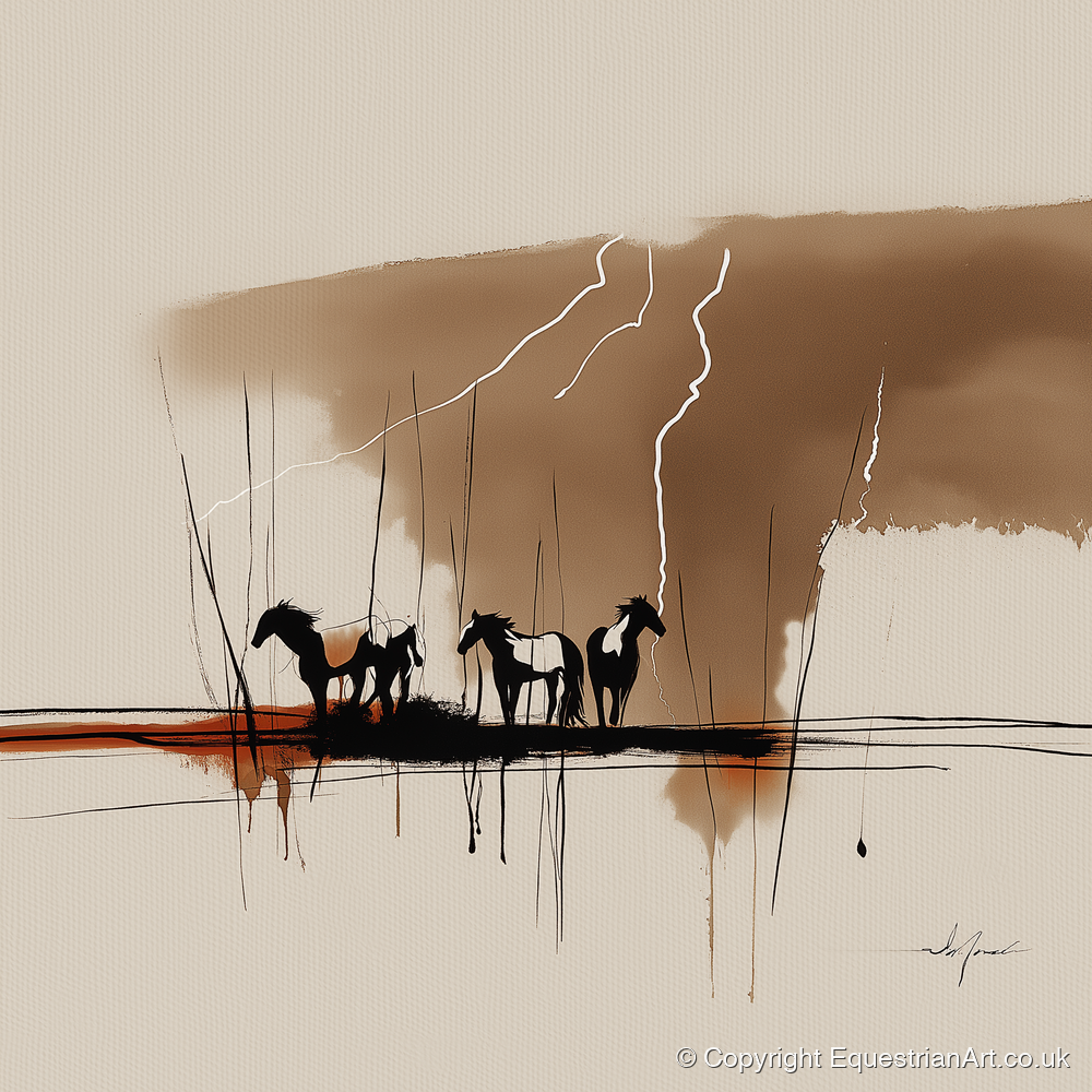 Thunder Over the Plains - wild horses art print and canvas by Julian Vance A.I