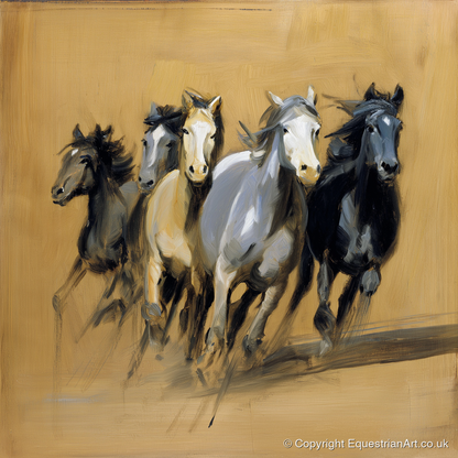 Thunder Through The Dust - wild horses art print and canvas by Samuel Pembroke A.I