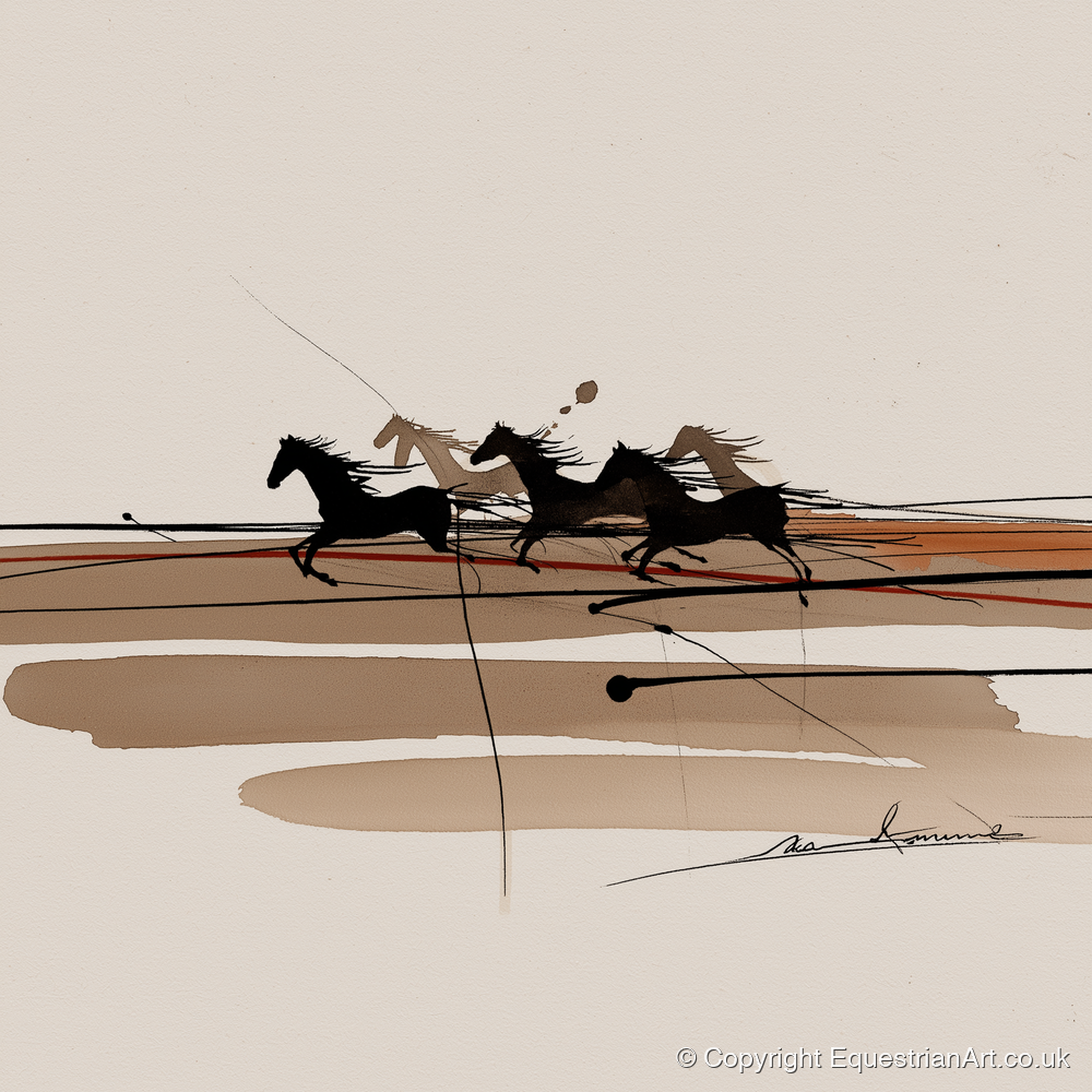 Thundering Shadows - wild horses art print and canvas by Julian Vance A.I