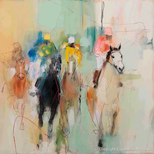 Thundering Silhouettes - racing horse art print and canvas by Antonia Blythe A.I