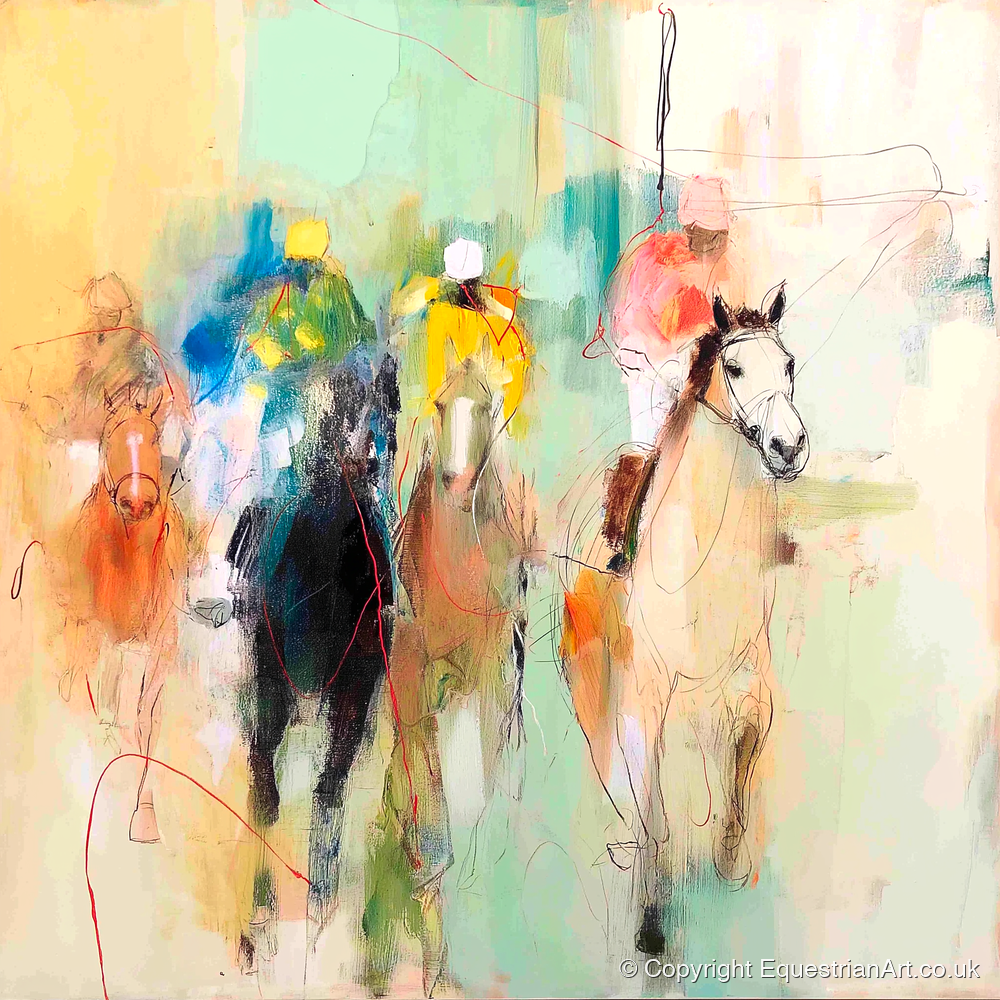 Thundering Silhouettes - racing horse art print and canvas by Antonia Blythe A.I