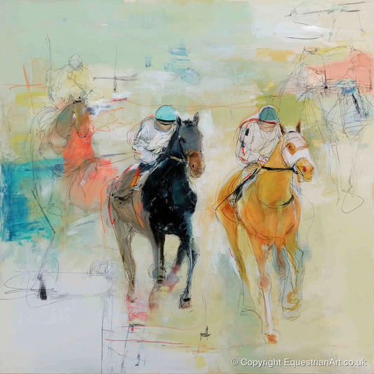 Thundering Strides - racing horse art print and canvas by Antonia Blythe A.I