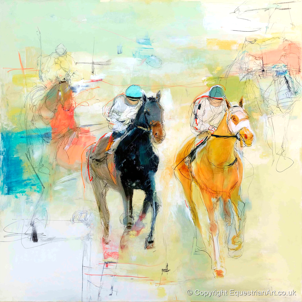 Thundering Strides - racing horse art print and canvas by Antonia Blythe A.I