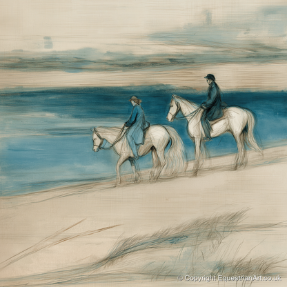 Tide Line Companions - beach horse art print and canvas by Clara Pemberton A.I